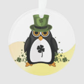 Lucky Penguin St. Patrick's Day Clover Iers Ornament (voorkant)