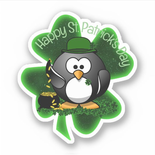 Lucky Penguin St. Patrick's Day Sticker (Voorkant)