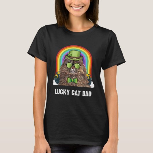 Lucky Persian Cat Dad St Patricks Day T-shirt (Voorkant)