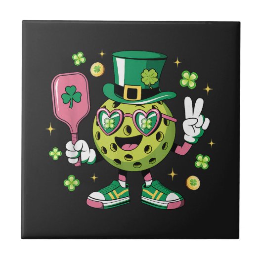 Lucky Pickleball Hoed Ierse Shamrock Tegeltje (Voorkant)