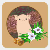 Lucky Pig Vierkante Sticker (Voorkant)