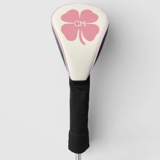 Lucky Pink Clover met Monogram Golfheadcover (Voorkant)