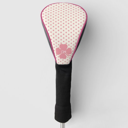 Lucky Pink Clover met Monogram Golfheadcover (Voorkant)