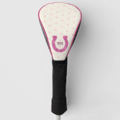 Lucky Pink Glitter Hoefijzer met Monogram Golfheadcover (Voorkant)