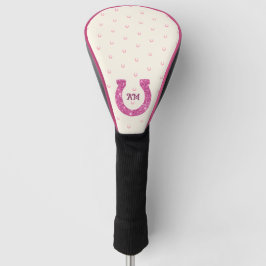 Lucky Pink Glitter Hoefijzer met Monogram Golfheadcover