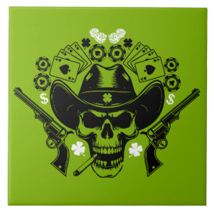 Lucky Poker Skull Tegeltje
