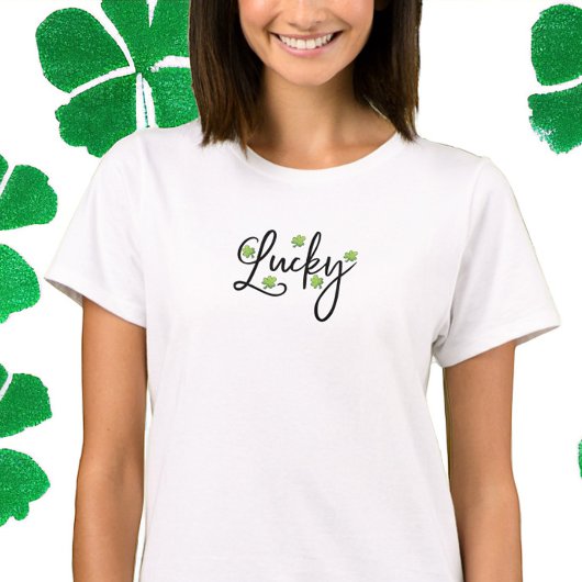 Lucky Polka Dot Shamrock Script St. Patrick's Day T-shirt