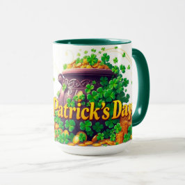 Lucky Pot of Gold Centered Shamrock Illustration Mok