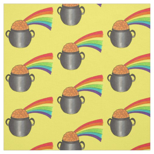Lucky Pot of Gold Rainbow St. Patrick's Day Stof (Swatch)