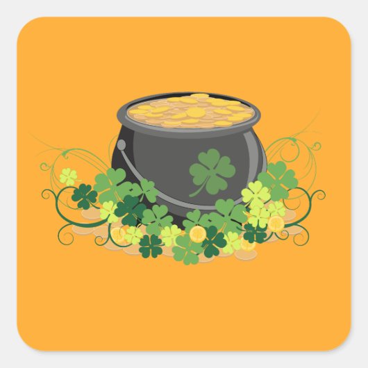 Lucky Pot of Gold St. Patrick’s Day Vierkante Sticker (Voorkant)
