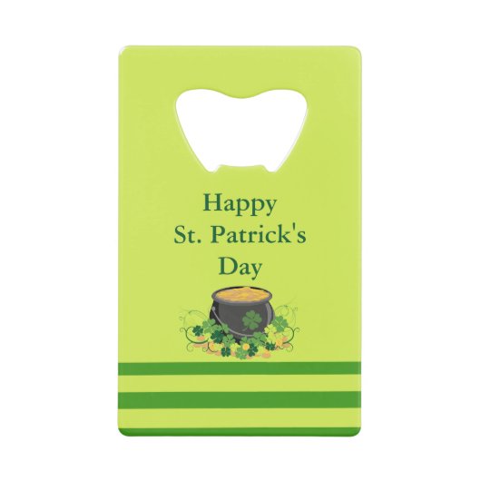 Lucky Pot van Gold St. Patrick's Creditkaart Flessenopener (Voorkant)