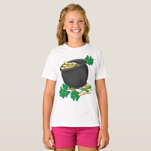 Lucky Pot van Goud Meisjes T-Shirt (Voorkant volledig)