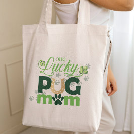 Lucky Pug Mom St. Patrick's Day Foto gepersonalise Tote Bag