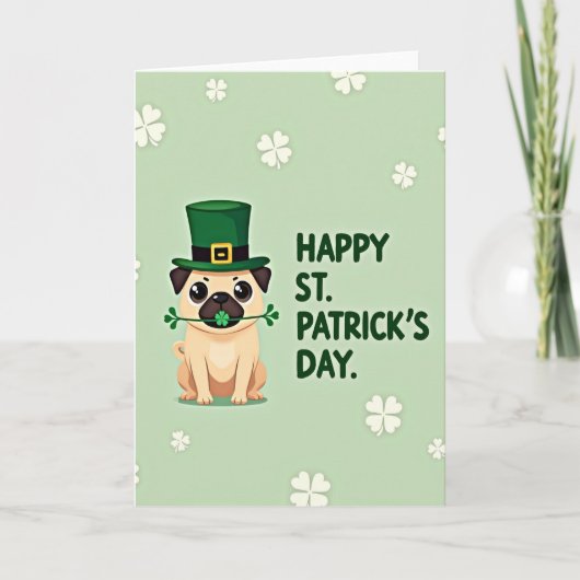Lucky Pug St. Patrick's Day Kaart (Voorkant)