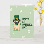 Lucky Pug St. Patrick's Day Kaart (Gele Bloem)