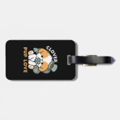 Lucky Pup met Klaver - St. Patrick's Day Gift Bagagelabel (Achterkant horizontaal)