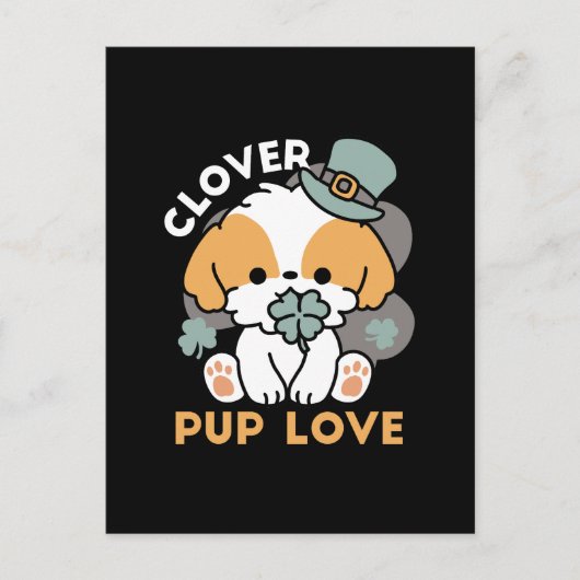 Lucky Pup met Klaver - St. Patrick's Day Gift Briefkaart (Voorkant)