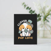 Lucky Pup met Klaver - St. Patrick's Day Gift Briefkaart (Staand voorkant)