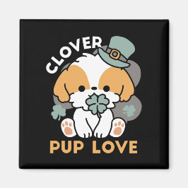 Lucky Pup met Klaver - St. Patrick's Day Gift Magneet