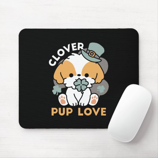 Lucky Pup met Klaver - St. Patrick's Day Gift Muismat (Met muis)