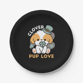 Lucky Pup met Klaver - St. Patrick's Day Gift Papieren Bordje