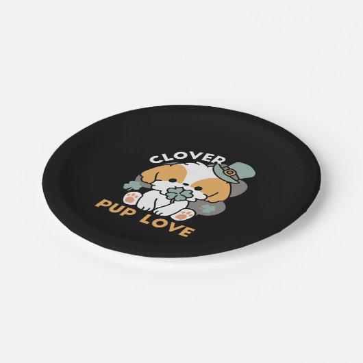 Lucky Pup met Klaver - St. Patrick's Day Gift Papieren Bordje (Gekanteld)