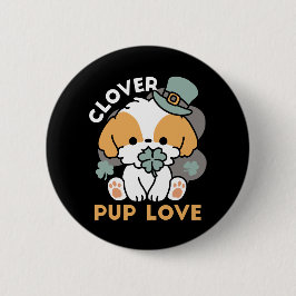 Lucky Pup met Klaver - St. Patrick's Day Gift Ronde Button 5,7 Cm