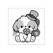 Lucky Pup met Klaver - St. Patrick's Day Gift Rubberstempel (Afrduk)