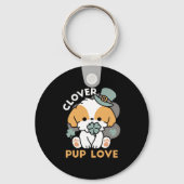 Lucky Pup met Klaver - St. Patrick's Day Gift Sleutelhanger (Achterkant)