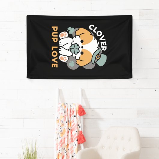 Lucky Pup met Klaver - St. Patrick's Day Gift Spandoek (Insitu)