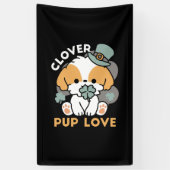 Lucky Pup met Klaver - St. Patrick's Day Gift Spandoek (Verticaal)