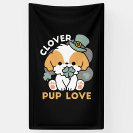 Lucky Pup met Klaver - St. Patrick's Day Gift Spandoek