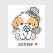 Lucky Pup met Klaver - St. Patrick's Day Gift Sticker (Vel)