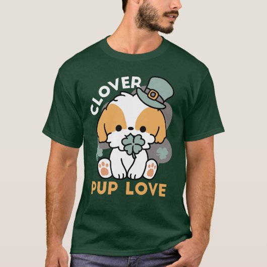 Lucky Pup met Klaver - St. Patrick's Day Gift T-shirt (Voorkant)