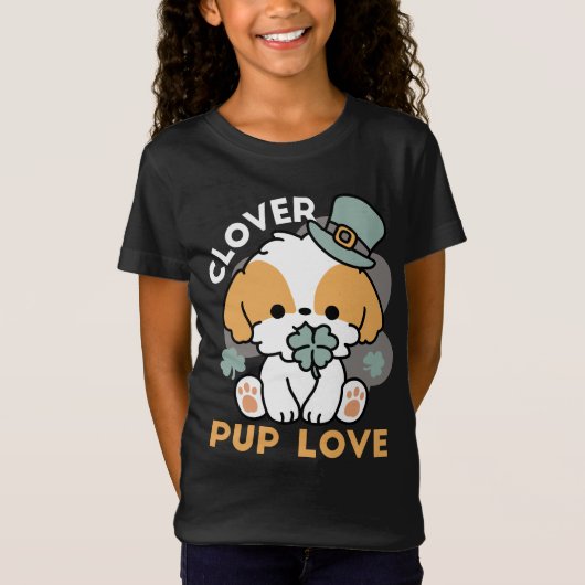 Lucky Pup met Klaver - St. Patrick's Day Gift T-shirt (Voorkant)
