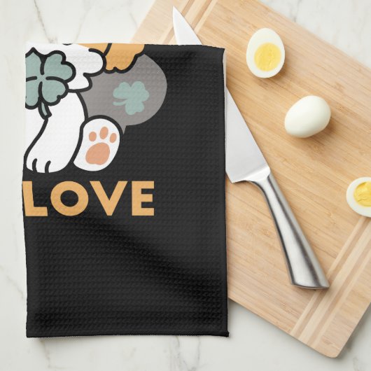 Lucky Pup met Klaver - St. Patrick's Day Gift Theedoek (Quarter Fold)