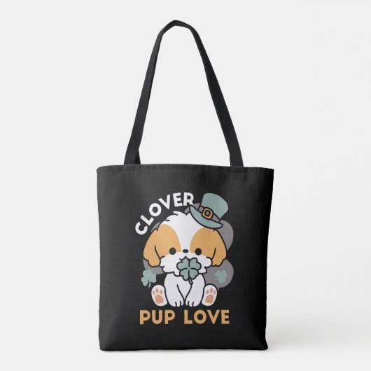 Lucky Pup met Klaver - St. Patrick's Day Gift Tote Bag (Achterkant)