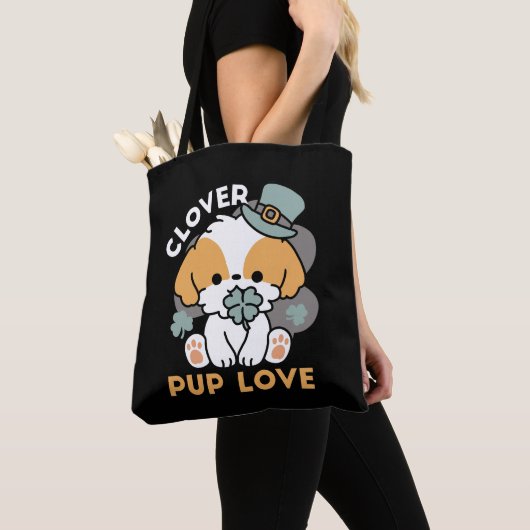 Lucky Pup met Klaver - St. Patrick's Day Gift Tote Bag (Dichtbij)