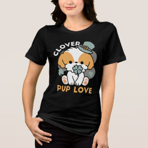Lucky Pup met Klaver - St. Patrick's Day Gift Tri-Blend Shirt