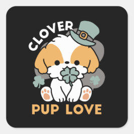 Lucky Pup met Klaver - St. Patrick's Day Gift Vierkante Sticker