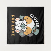 Lucky Pup met Klaver - St. Patrick's Day Gift Wandkleed (Voorkant (horizontaal))