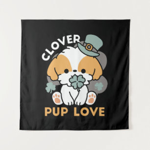 Lucky Pup met Klaver - St. Patrick's Day Gift Wandkleed