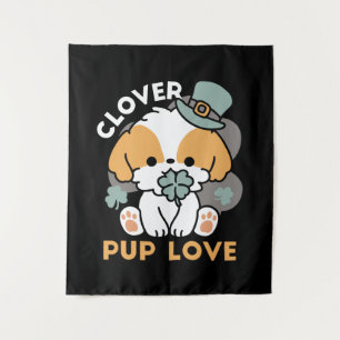 Lucky Pup met Klaver - St. Patrick's Day Gift Wandkleed