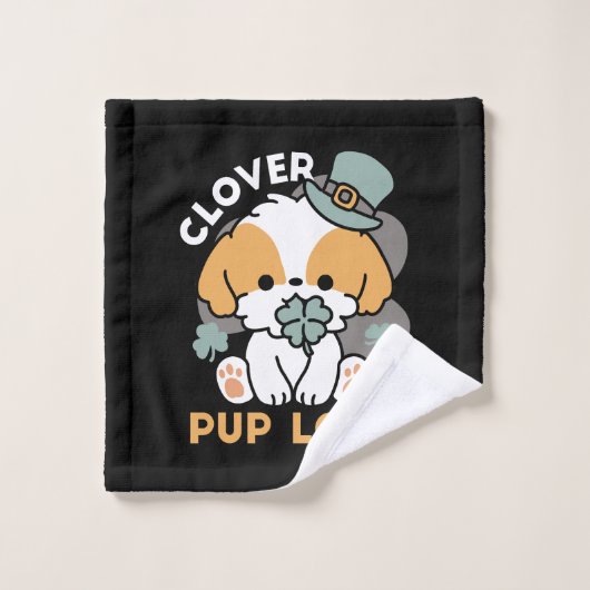 Lucky Pup met Klaver - St. Patrick's Day Gift Washandje (Wasdoekje)