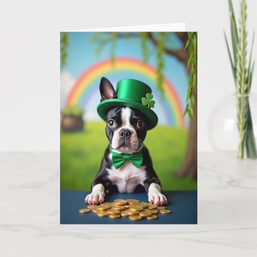 Lucky Puppy Shamrock Card Kaart (Voorkant)