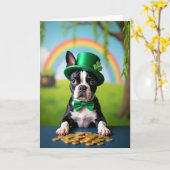 Lucky Puppy Shamrock Kaart (Gele Bloem)