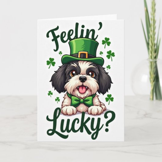 Lucky Puppy St. Patrick's Day Kaart (Voorkant)