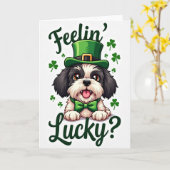 Lucky Puppy St. Patrick's Day Kaart (Gele Bloem)