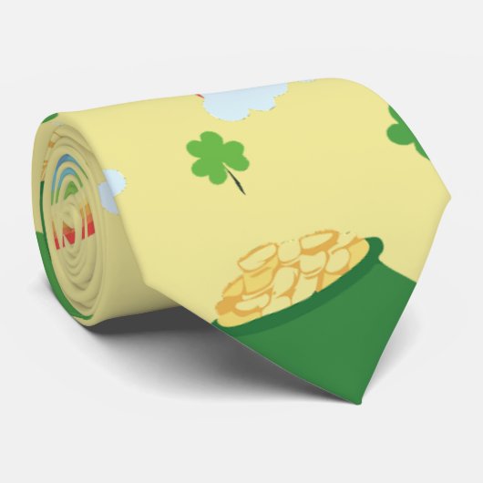 Lucky Rainbow Gouden Munt St. Patrick's Day Gift Stropdas (Opgerold)