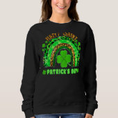 Lucky Rainbow Leopard Patrick Day Funny Green Sham Trui (Voorkant)